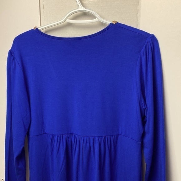 Boston Proper V Neck Inspired Keyhole Front Royal Blue Blouse Top Size Medium - Picture 7 of 9